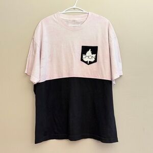 CHON Pink & Black Graphic Colour Blocked T-Shirt